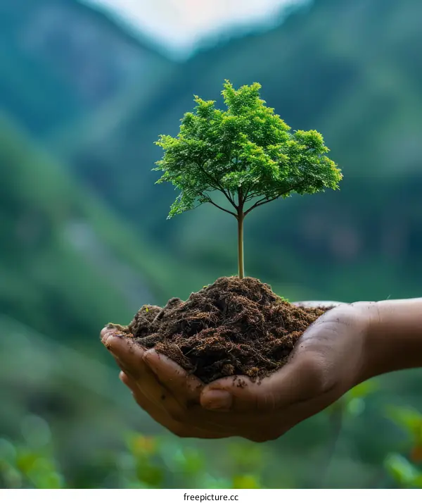 Hand Holding a Sprout: A Symbol of Growth and Hope