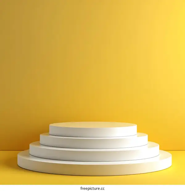 White Stages on a Mustard Yellow Background