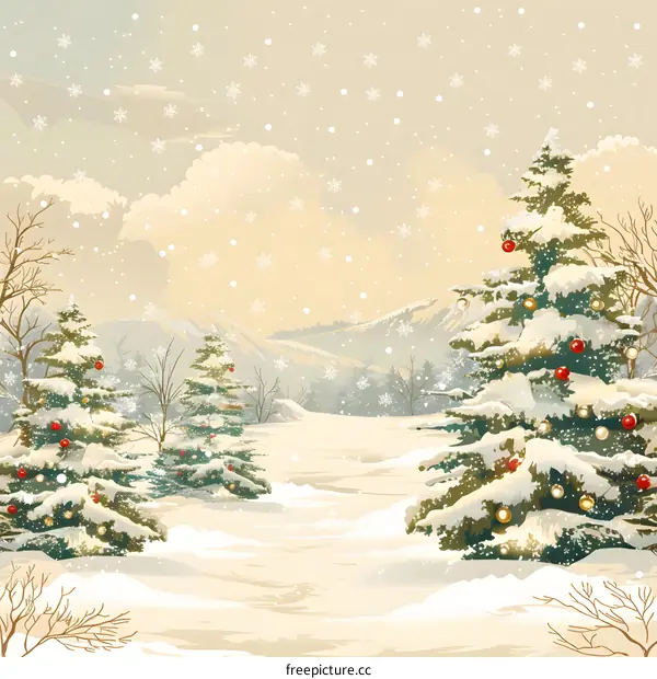 Snowy Winter Scenery of Christmas
