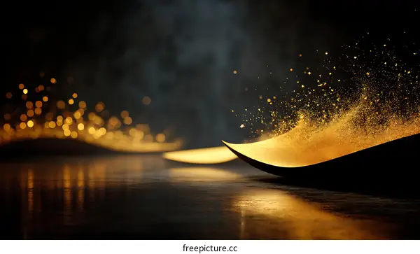 Golden Abstract Art Piece on Dark Surface