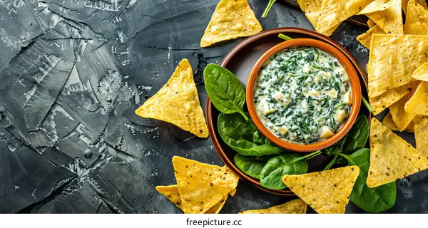 Spinach and Artichoke Dip with Tortilla Chips