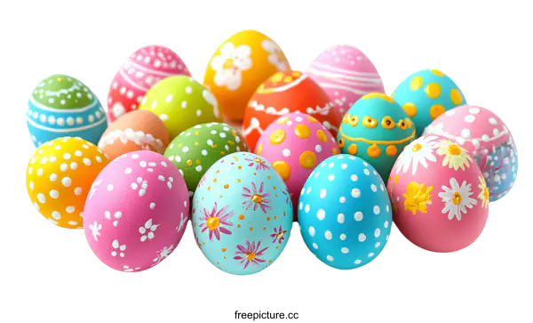 [Transparent Background PNG]Colorful Easter Eggs Decorated with Designs