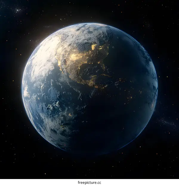 Earth From Space With North America Visible