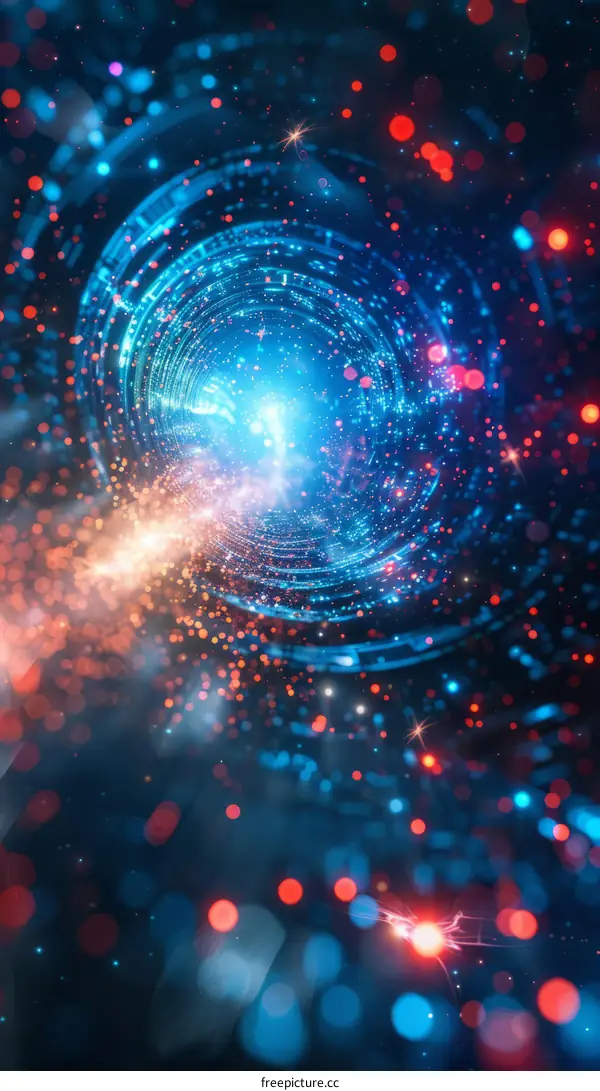 Abstract Glowing Tunnel with Blue and Red Lights