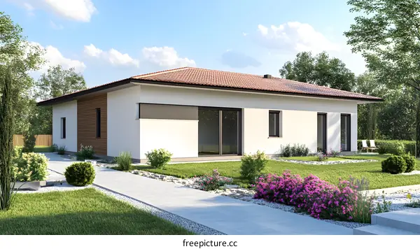 Modern House Exterior Design with a Front Yard