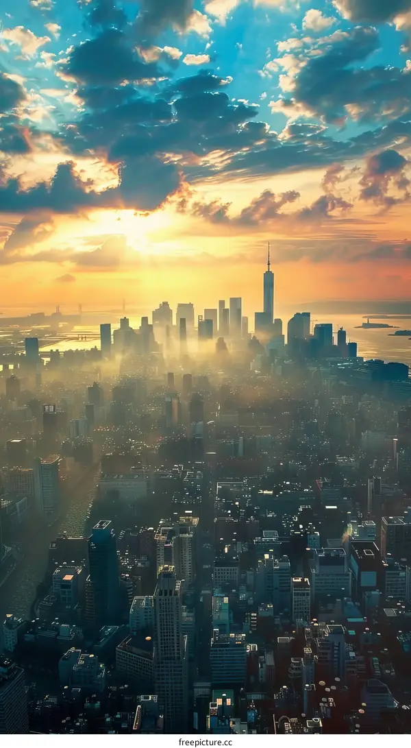 Sunrise over New York City Skyline