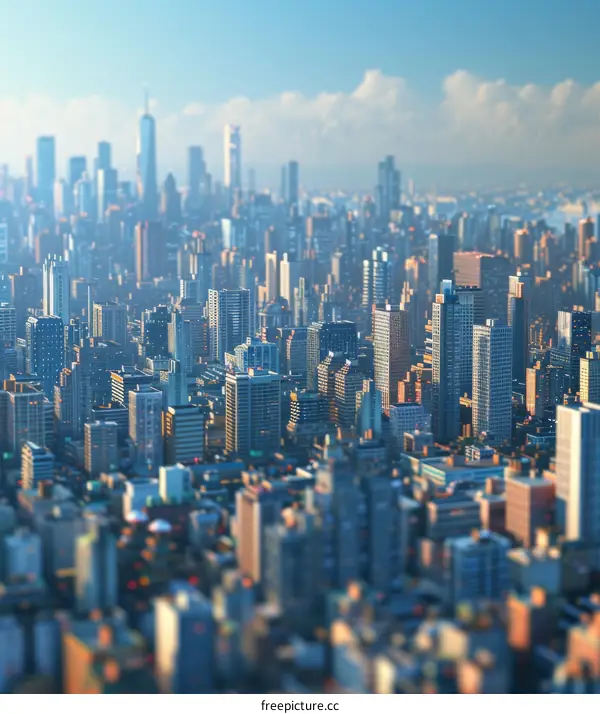 Modern City Skyline Aerial View Illustration
