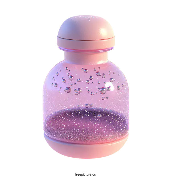[Transparent Background PNG]Pink Glitter Bottle Illustration