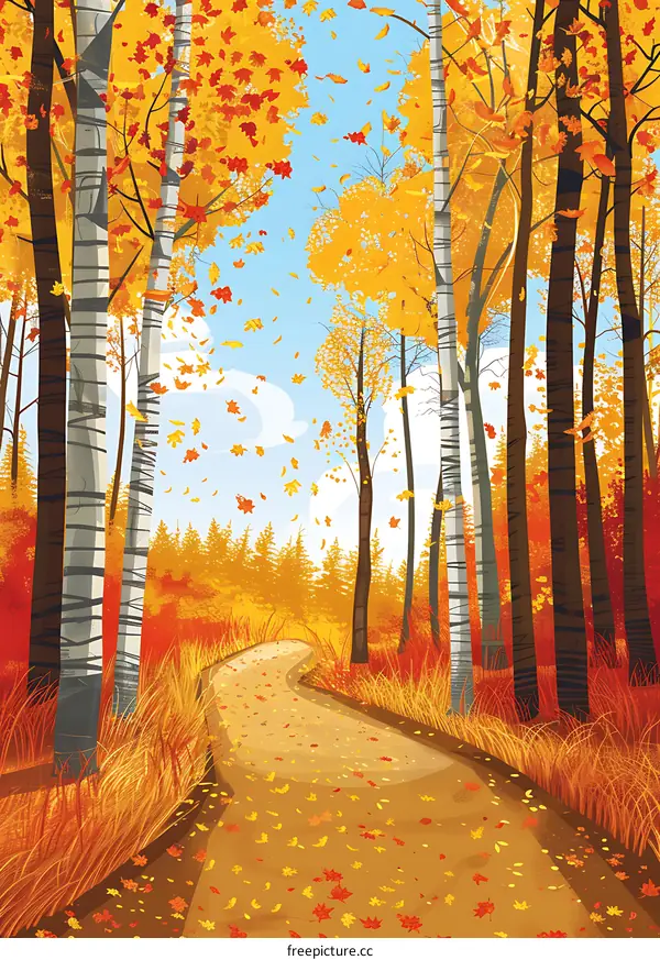 Fall Foliage Path in the Forest