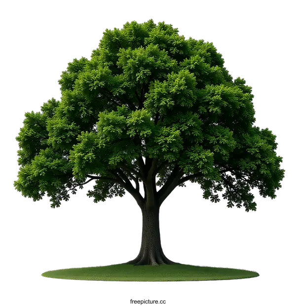 [Transparent Background PNG]Majestic Green Tree on Grassy Meadow
