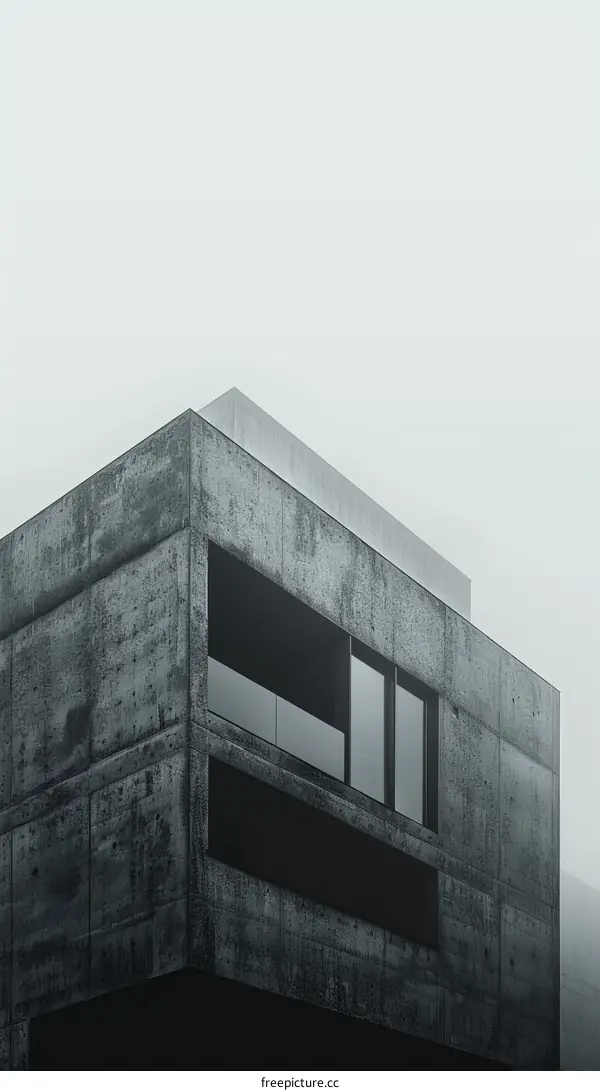 Modern Black and White Concrete Building with Large Windows