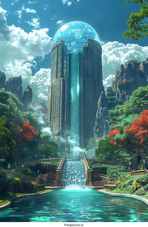 Fantasy Water Tower in a Lush Forest