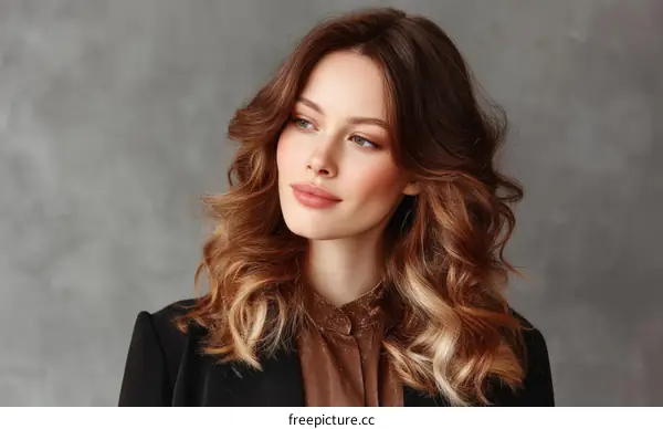 Stylish Woman with Wavy Hair Portrait