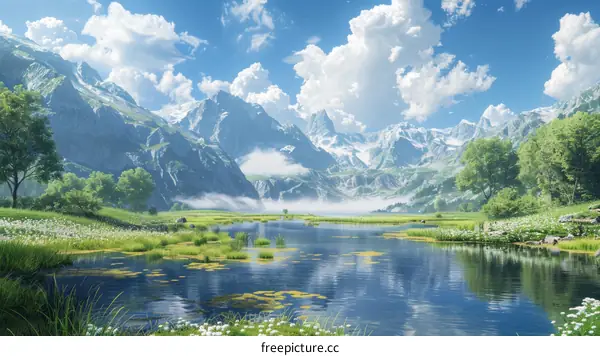Mesmerizing Mountain Landscape with a Clear and Tranquil Lake