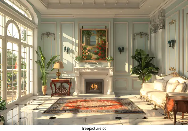 Fireplace and Painting