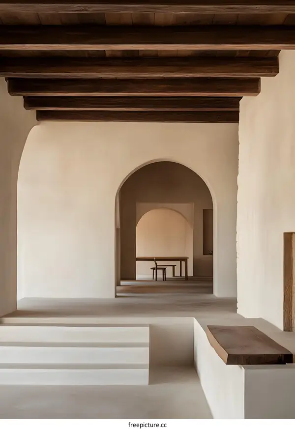 Modern Architecture with Arches and Wooden Beams