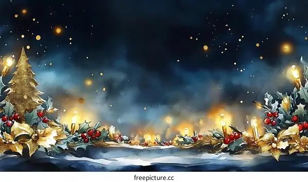 Christmas Night Festive Decor Illustration