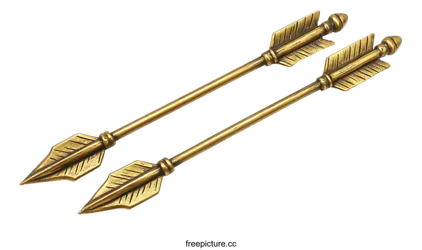 [Transparent Background PNG]Pair of Decorative Gold Arrows