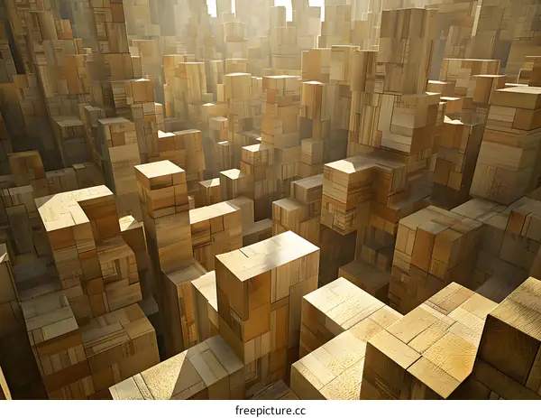 Abstract Wooden Block City