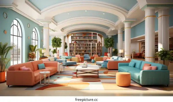 retro vintage pastel color living room interior design