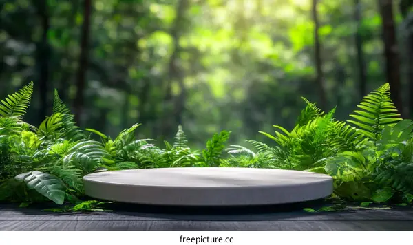 Forest Green Nature Scene with Empty Round Display