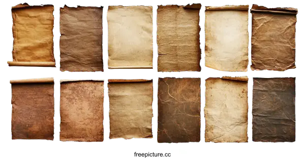 [Transparent Background PNG]Collection of Aged and Vintage Papers
