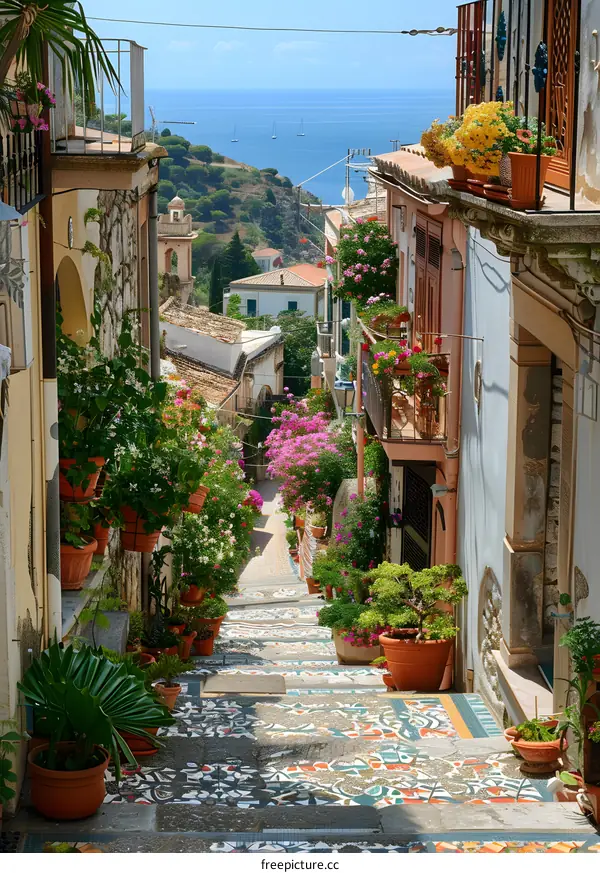 Beautiful Flower Alley to the Sea