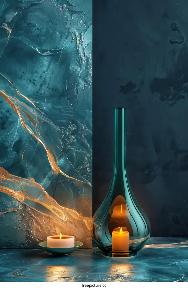 Teal Home Decor with Candles