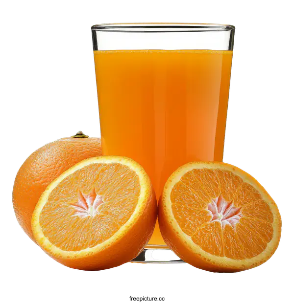 [Transparent Background PNG]Fresh Orange Juice and Slices Close-up