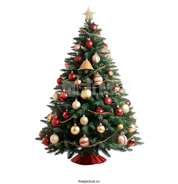[Transparent Background PNG]Ornate Christmas Tree Decorated with Ornaments