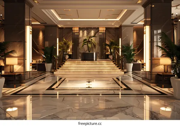 Luxury hotel lobby