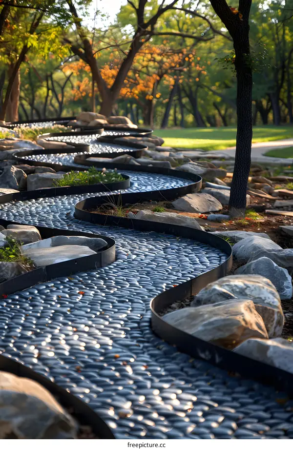 A winding path made of cobblestones