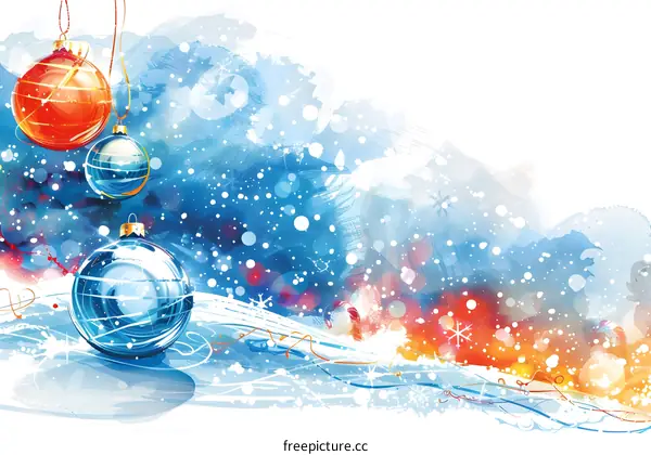 Christmas background with hanging ornaments
