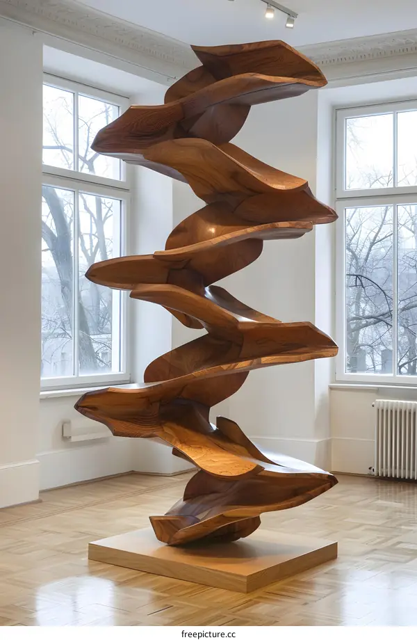 Wooden Sculpture in a Gallery Setting