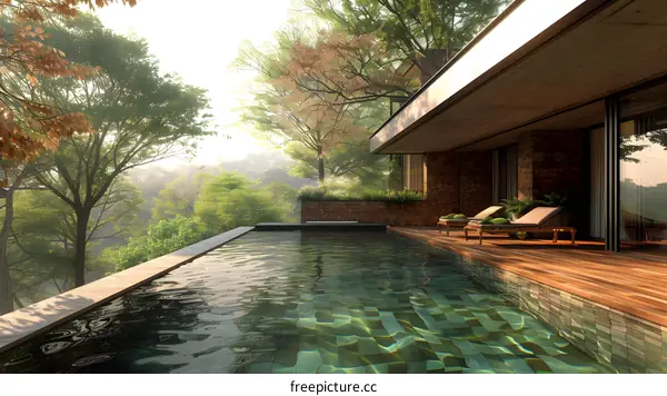 Modern luxury house with pool and big windows