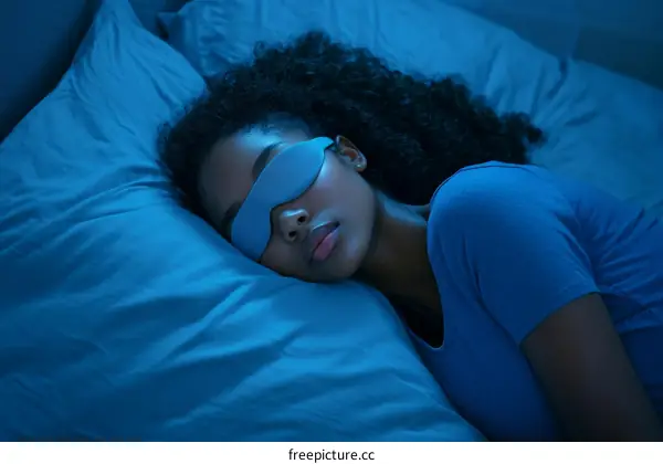 Sleeping Woman with Eye Mask in Bed