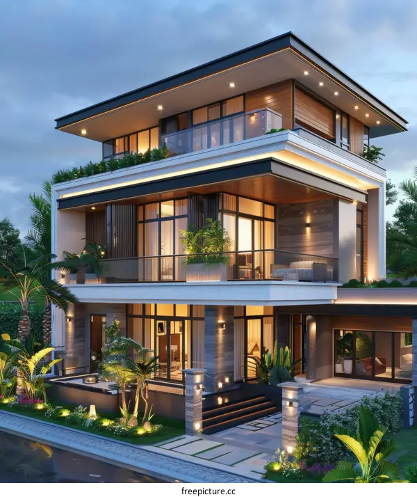 Modern Luxury House Exterior Design Illustration