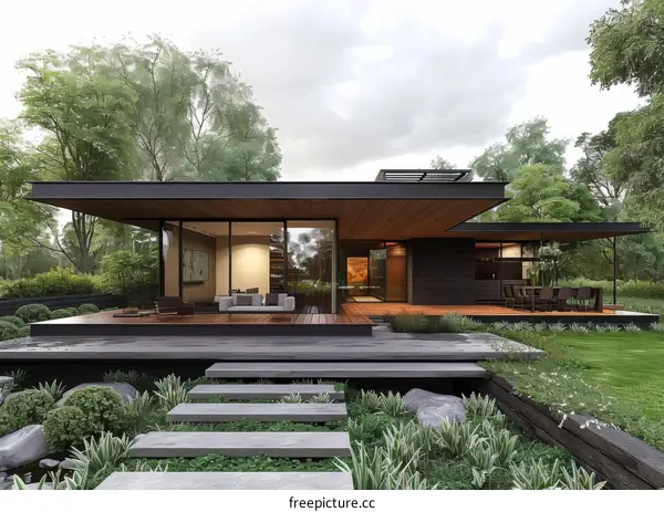 Stunning Modern House with Lush Green Garden