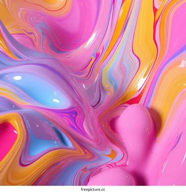 Colorful 3D rendering of a liquid-like substance