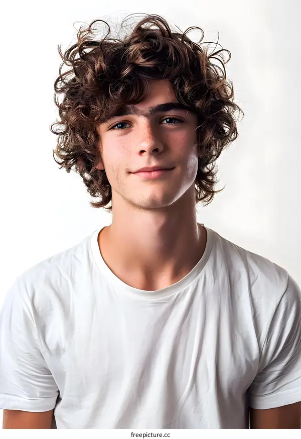 Portrait of a Young Man with Curly Hair