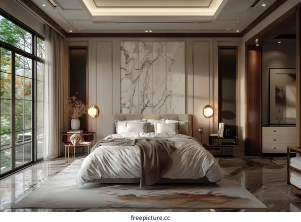 Elegant Modern Bedroom Interior Design Illustration