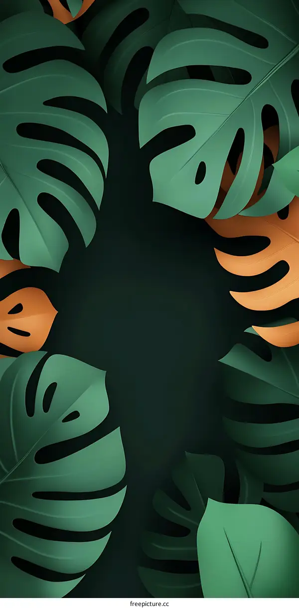 Tropical Leaves Green Background Illustration