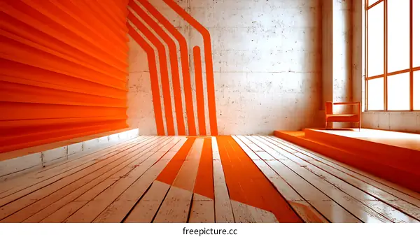 Modern Industrial Interior Design with Orange Accents