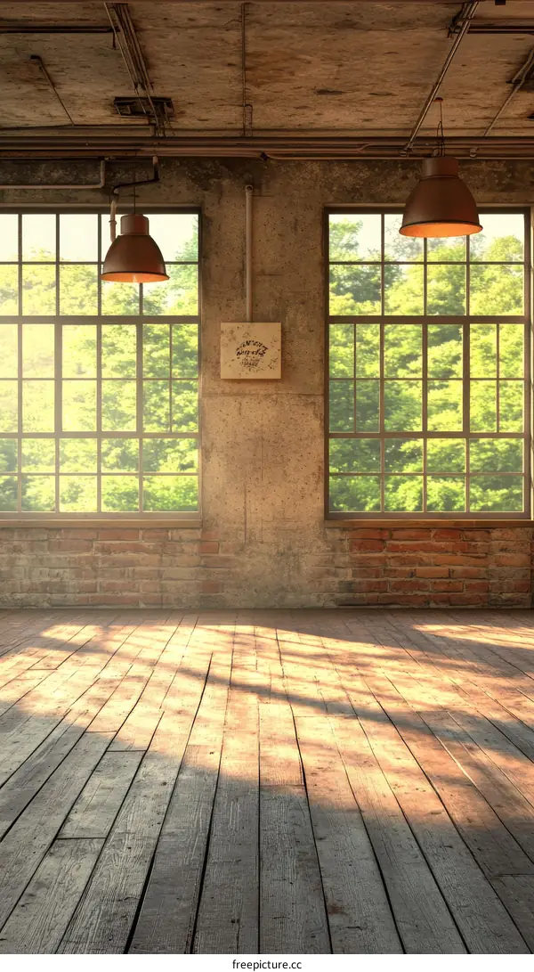 Industrial Loft Interior with Sunlight