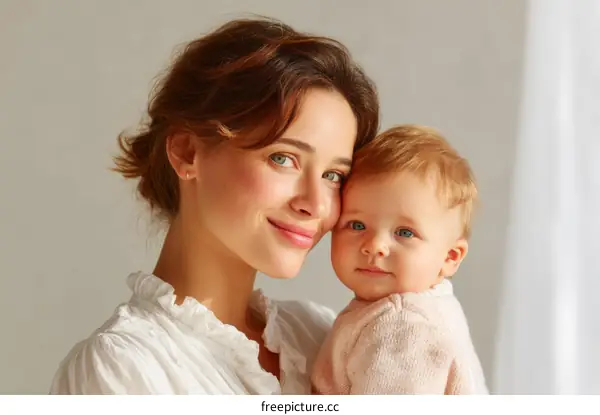 Mother and Baby Close Up Portrait