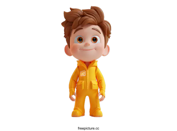 [Transparent Background PNG]3D rendering of a cute cartoon boy