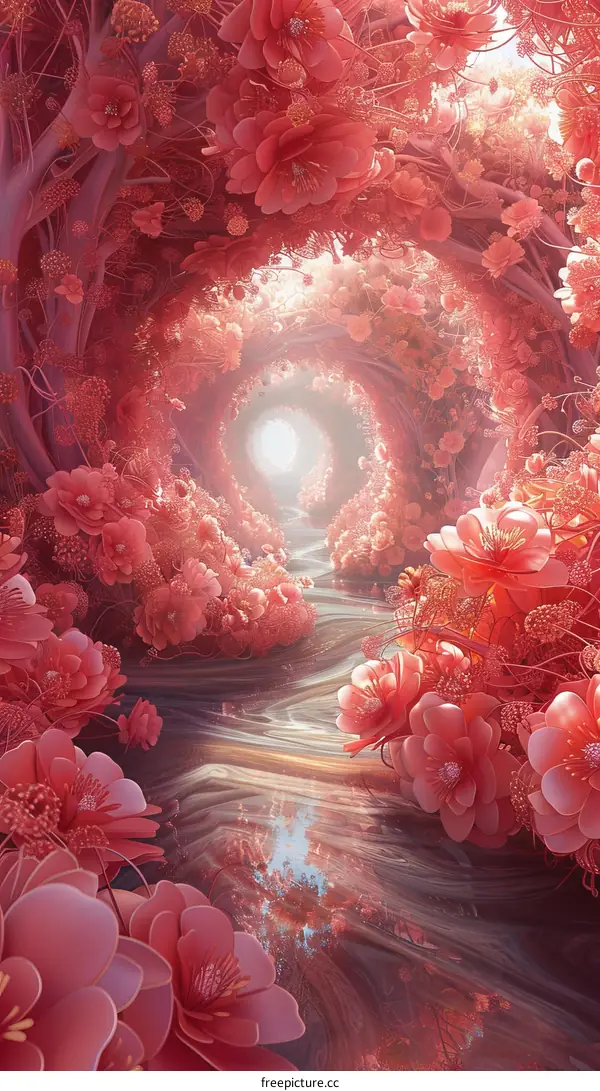 Pink Flower Tunnel: A Dreamlike Path