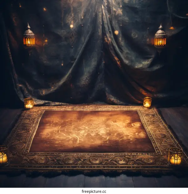 Ornate Persian Carpet on Wooden Floor