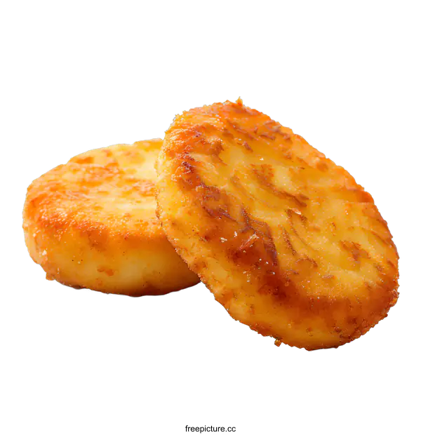 [Transparent Background PNG]Two fried potato pancakes isolated on white background