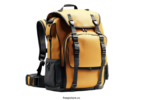 [Transparent Background PNG]Mustard Yellow Durable Travel Backpack